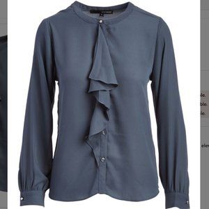 Harvé Bernard Atlantic Teal Ruffle Blouse